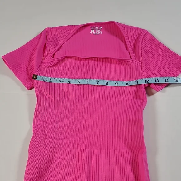 OQQ Pink Women's Ribbed Romper NWOT Small - Picture 5 of 9